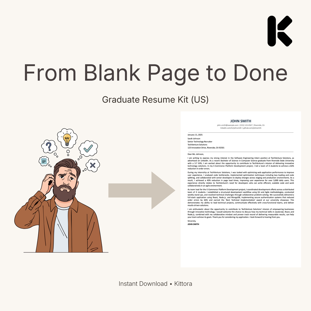 US Software and Data Graduate Cover Letter Kit
