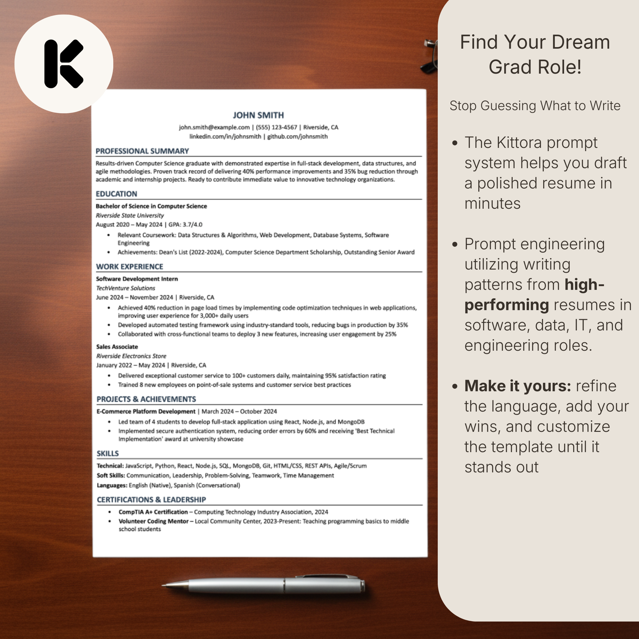 US Software and Data Graduate Resume Kit