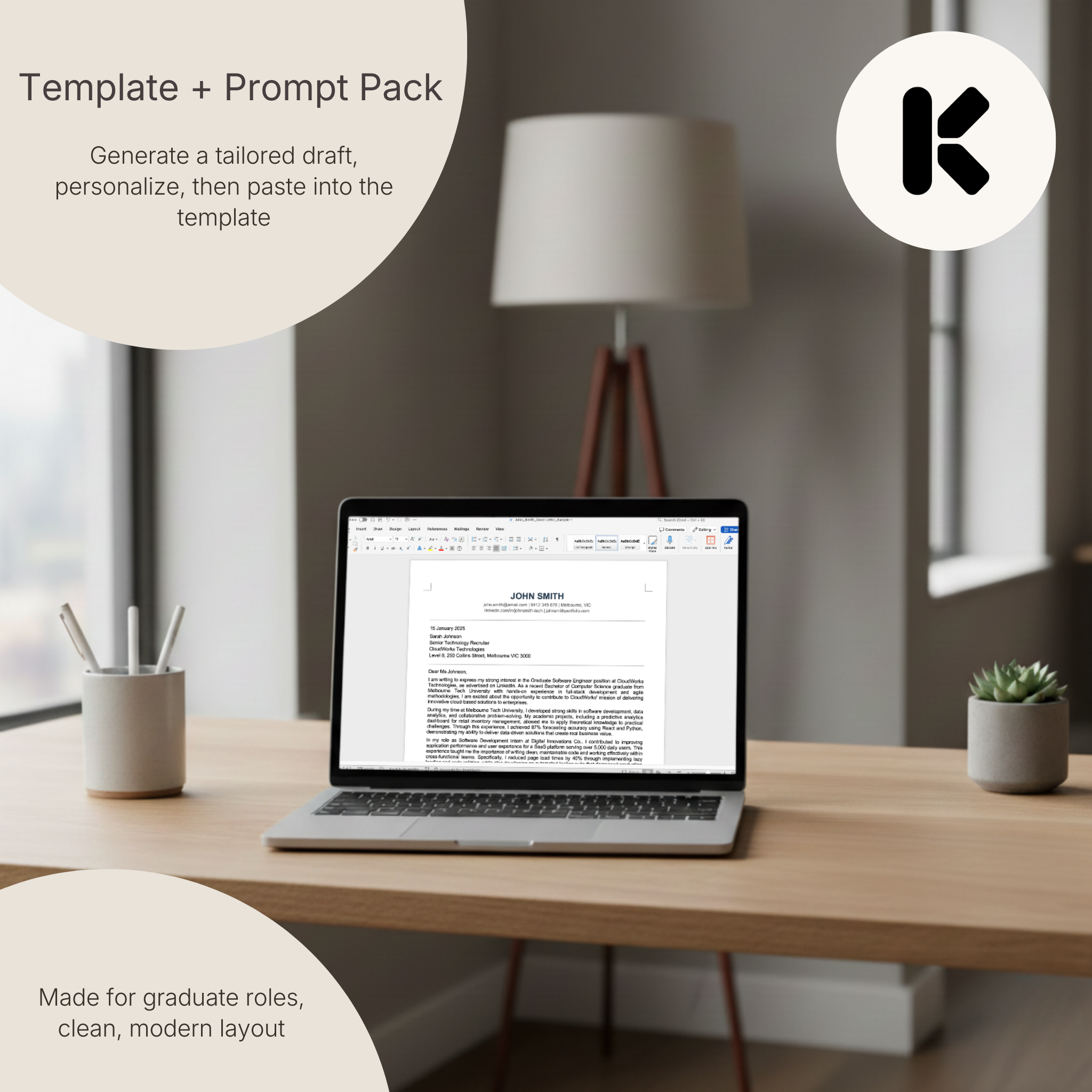 US Software and Data Graduate Cover Letter Kit